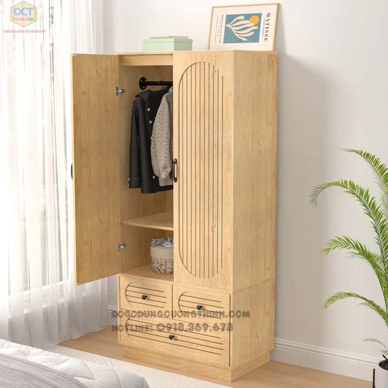 Mẫu tủ áo nhỏ gọn 2 cánh TA43 hiện đại